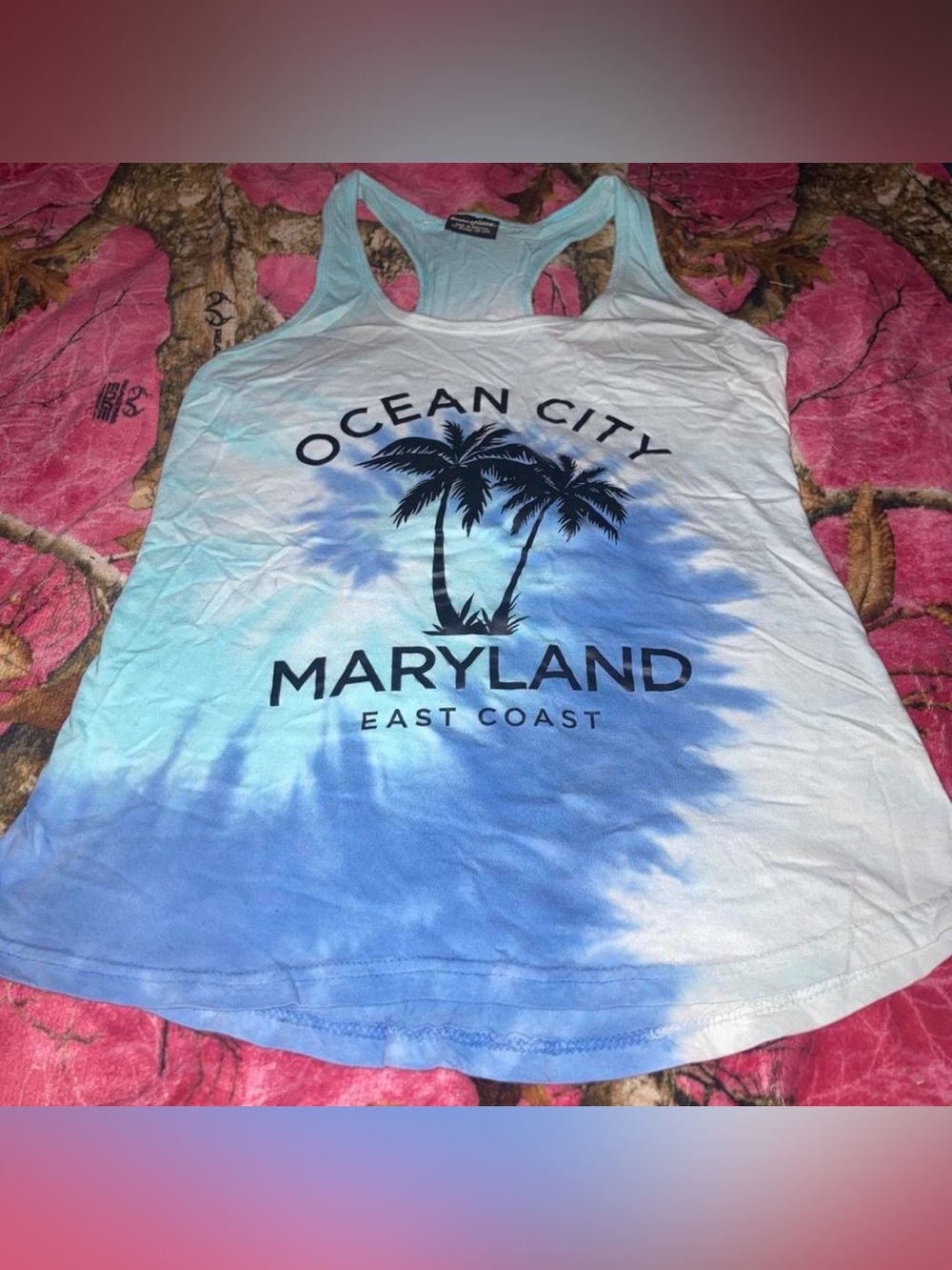 Ocean City Maryland Tie-Dye Tank Top - Blue